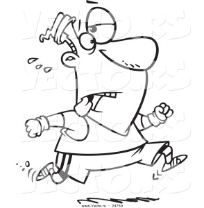 vector-of-a-cartoon-tired-man-jogging-outlined-coloring-page-by-ron-leishman-24750